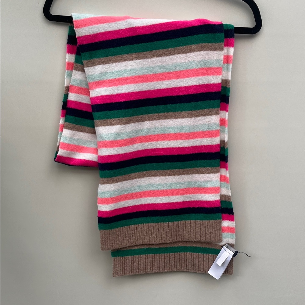 J. Crew Striped Scarf in Pink, Green, and Tan